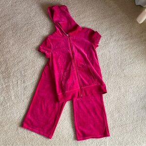 2 Sets Cherokee Fuchsia and Blue Velour Hoodie and Pants (4 pcs)